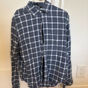 Rails Navy and White Plaid Flannel Button Down Shirt